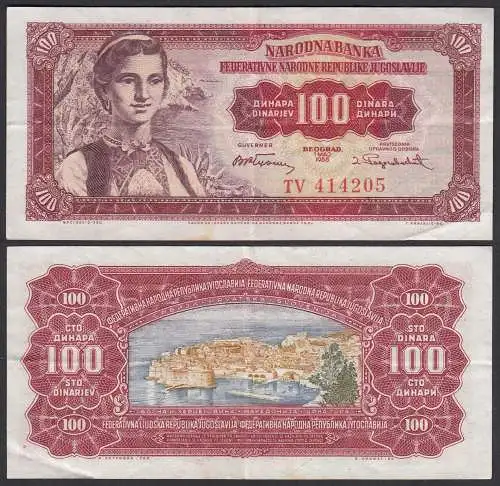Jugoslawien - Yugoslavia 100 Dinara 1955 Pick 69 VF (3)  (26361
