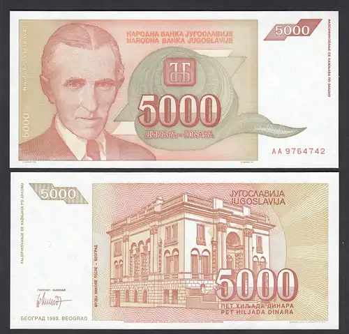 Jugoslawien - Yugoslavia 5000 Dinara 1993 Pick 128 UNC (1)    (26409