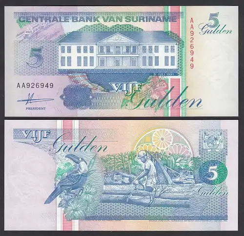 SURINAM - SURINAME 5 Gulden 1991 UNC (1) Pick 136a    (26472