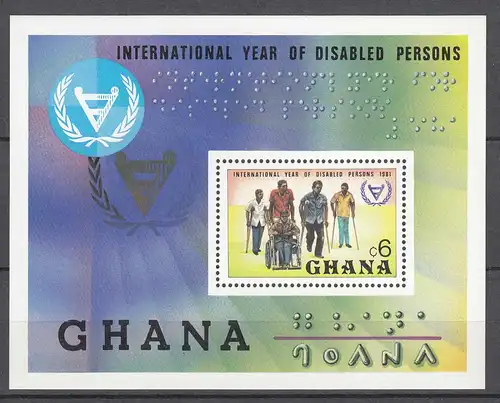 Ghana 1982 S/Sheet International Year of Disabled Persons Braille Health MNH **