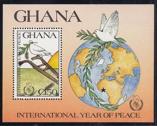 GHANA 1987 INTERNATIONAL YEAR OF PEACE S/Sheet MNH **  (26486