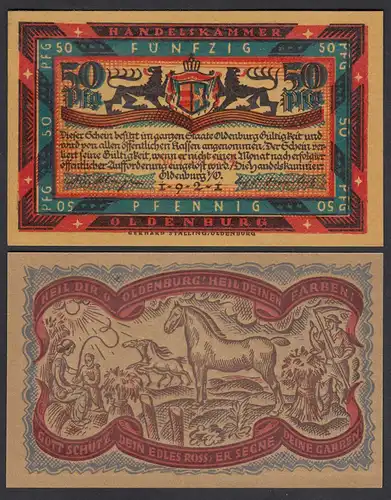 Niedersachsen - Oldenburg Handelskammer 50 Pfennig 1921 Notgeld  (26519
