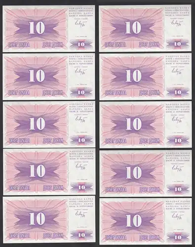 Bosnien-Herzegowina - 10 Stück á 10 Dinara 1992 Pick 10a UNC (1)    (89058