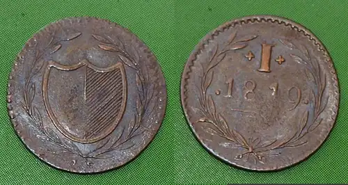 1 Pfennig Frankfurt 1819 sogenannter Judenpfennig   (26646