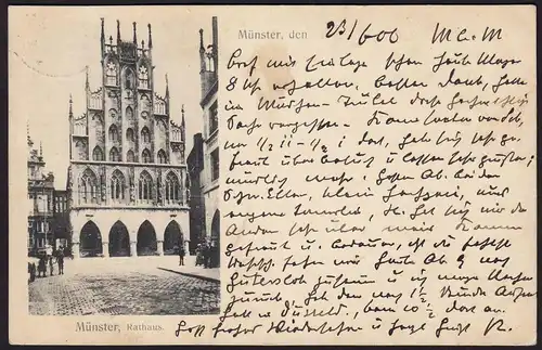 AK 1906 Münster Westfalen Rathaus gelaufen   (16872