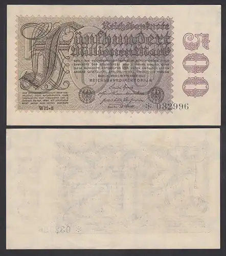 Germany 500 Millionen Mark 6-st. 1923 Ro 109d FZ: WH-21 Star vorne XF- (2-) 