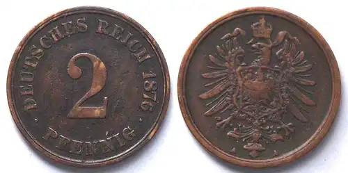 2 Pfennig Kaiserreich EMPIRE 1876 A Jäger 2     (21944