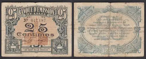 Frankreich - France Lille 25 Centimes 1915 Banknote F (4)    (26757