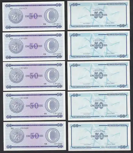 Kuba - Cuba 5 Stück á 50 Peso FEC 1985 Pick FX16 UNC (1)  (89095