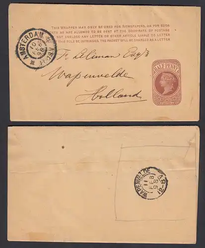 1898 Streifband Grossbritanien gelaufen v. Amsterdam n. Weltevreden  (26768