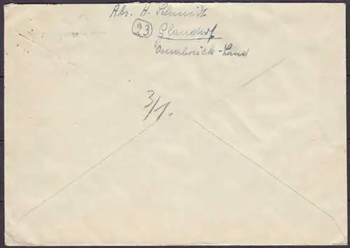 1945 Glandorf bei Osnabrück Notstempel + Stummstempen nach Oeventrop   (4381