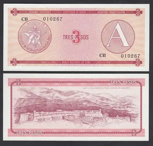 Kuba - Cuba 3 Peso Foreign Exchange Certificates 1985 Pick FX2 UNC (1)  (26796
