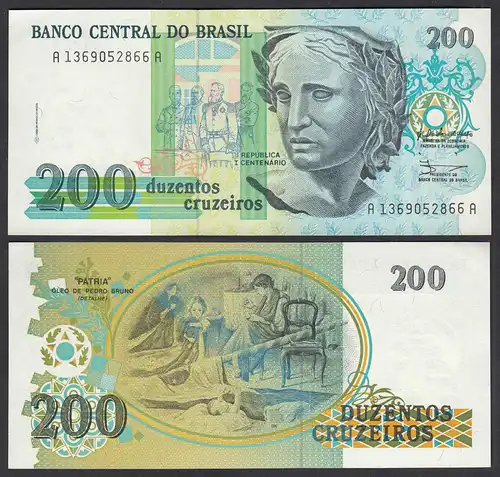 Brasilien - Brazil 200 Cruzaros (1990) Pick 229 UNC (1)  (26804
