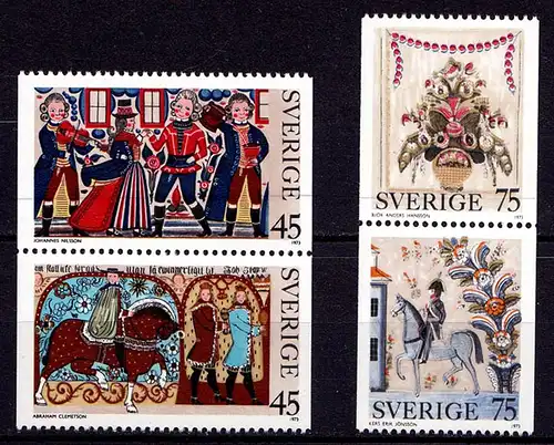 Schweden - Sweden 1973 Mi. 828-31 ** Volks-Malerei Painting   (6957