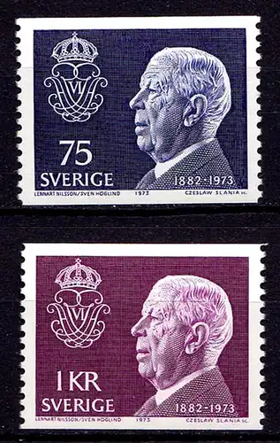 Schweden - Sweden 1973 Mi. 826-27 ** Tod König Gustav VI.  (6960