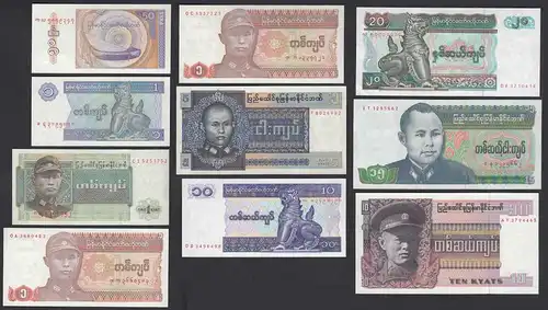 Burma - Myanmar 10 Stück Banknoten AU/UNC (1/1-)    (26880