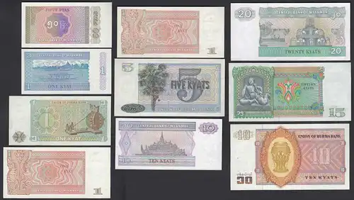 Burma - Myanmar 10 Stück Banknoten AU/UNC (1/1-)    (26880