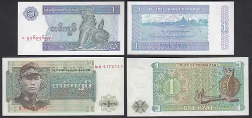 Burma - Myanmar 2 Stück Banknoten UNC (1) siehe Fotos   (26890