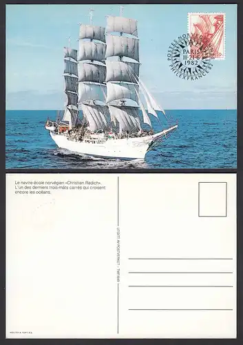 Norwegen - Norway 1982 Segelschiff „Christian Radich“ SST Paris PHILEX   (27144