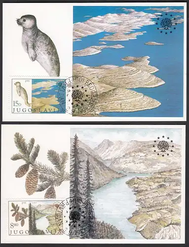 Jugoslawien - Yugoslavia 1982 Maximumkarten Satz Naturschutz Mi.2037-38   (27146