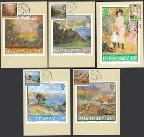 Guernsey 1983 Maximum Cards UPU GEMÄLDE RENOIR Mi. 269-273   (27155