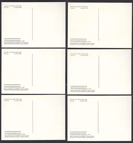 Guernsey UK 1981 Maximum Cards ORNITHOLOGY ARCHAEOLOGY ENTOMOLOGY 245-50  (27151