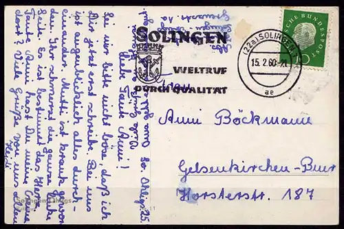 AK Solingen Ohligs Rathaus gelaufen 1960    (6981