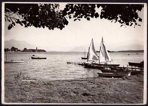 AK Gstadt am Chiemsee Blick auf die Fraueninsel echt Foto   (6978