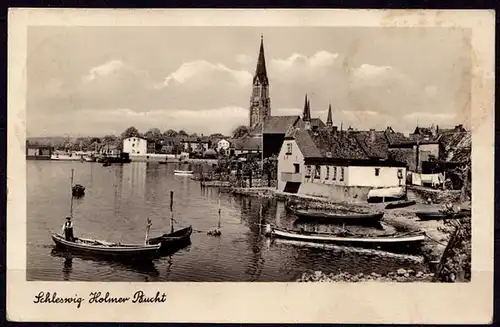 AK Schleswig Boote in der Holmer Bucht 1950   (6976