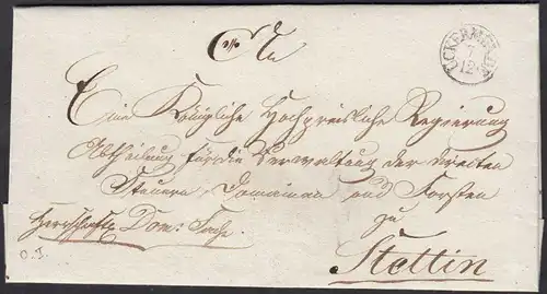 Preussen ca. 1830 UCKERMÜNDE K1 Umschlag nach Stettin   (27170