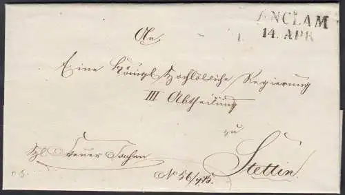 Preussen ca. 1817 ANCLAM L2 Umschlag nach Stettin   (27171
