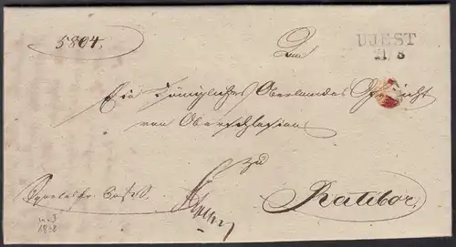 UJEST L2 Schlesien 1838  Brief mit Inhalt nach RATIBOR    (27176