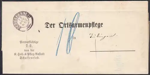 Württemberg 1887 Doppelverwendung Armenbrief Schussenried Tübingen  (27181