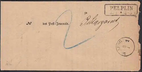 Preussen 1873 Pelplin K2 Post-Behändigungs-Schein nach Stargard   (27182