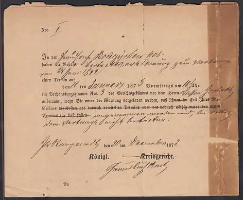 Preussen 1873 Pelplin K2 Post-Behändigungs-Schein nach Stargard   (27182