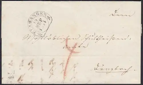 Württemberg Ellwangen 1844 schöner Steigbügel Stempel auf Brief Inhalt   (27186