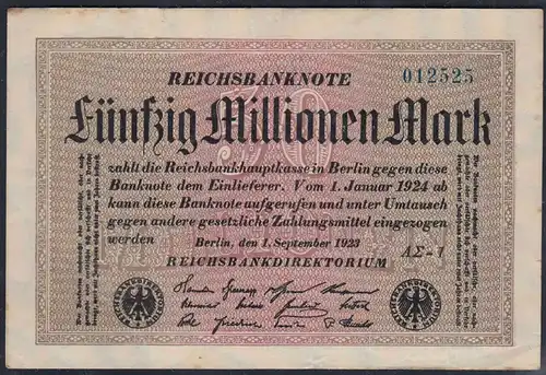 Reichsbanknote - 50 Millionen Mark 1923 Ro 108f F (4) FZ A Sigma AΣ - 1  (27219