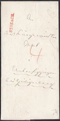 Baden - 1839  Brief STOCKACH L1r nach Unterlaufing taxiert mit Inhalt    (27166