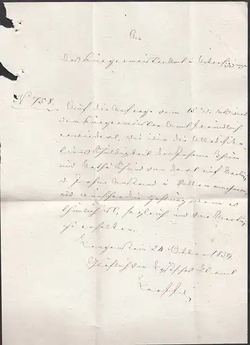Baden - 1839  Brief STOCKACH L1r nach Unterlaufing taxiert mit Inhalt    (27166