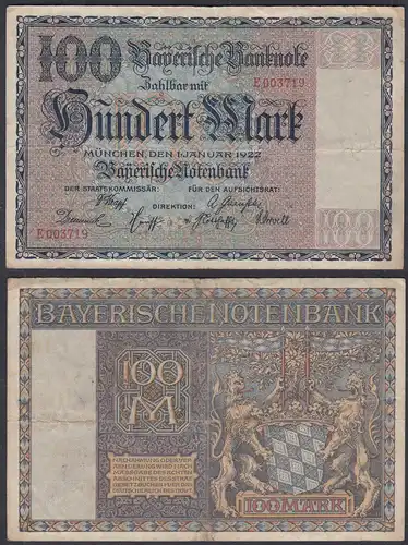 Bayern - 100 Mark 1922 Bayerische Notenbank Ro BAY4   (26982