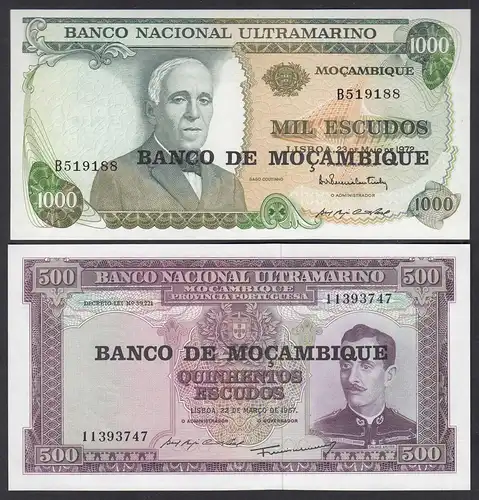 Mosambike - Mozambique 500 + 1000 Escudos 1967/72 Pick 118+119 UNC (1)  (23573