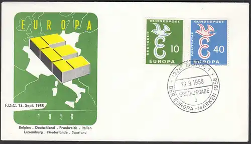 Germany BRD Bund 1958 Mi. 295/96 Europa Cept FDC    (23508