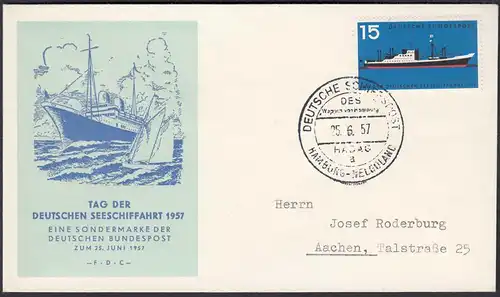 BRD Bund 1957 Mi. 257 FDC Tag der Seeschiffahrt    (23518