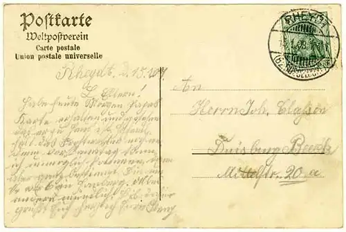 AK Rheydt Mönchen-Gladbach Augustastrasse 1908   (2553
