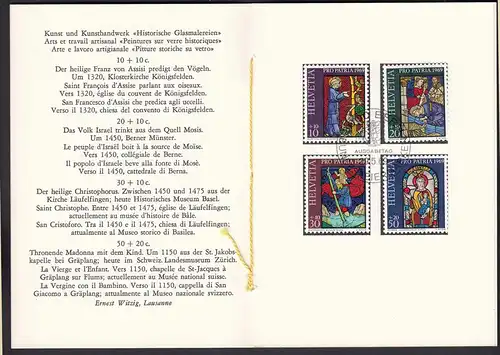 Schweiz Swiss Switzerland 1969 Pro Patria im Folder   (23774