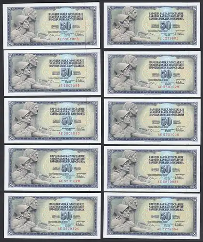 JUGOSLAWIEN - YUGOSLAVIA 10 Stück á 50 Dinara 1978 Pick 89a UNC (1)   (89156