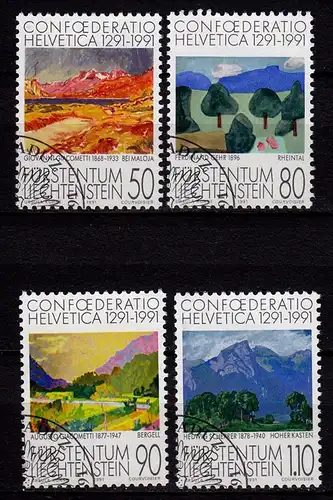 Liechtenstein Mi.1016-19 used Gemälde Schweizer Künstler 1991    (c127