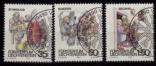 Liechtenstein Mi.1008-10 used Winterbräuche Silvester 1990  (c132