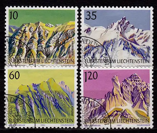 Liechtenstein Mi.1000-03 used Berge Mountains 1990  (c133