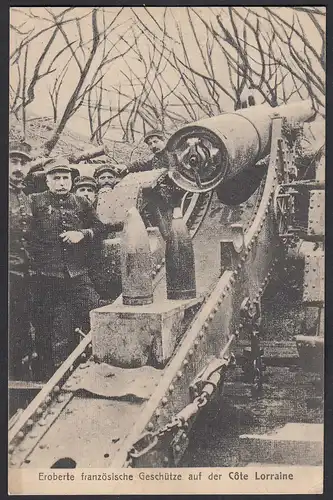 AK 1.WK  Eroberte französische Geschütze auf der Cote Lorraine 1916  (27418